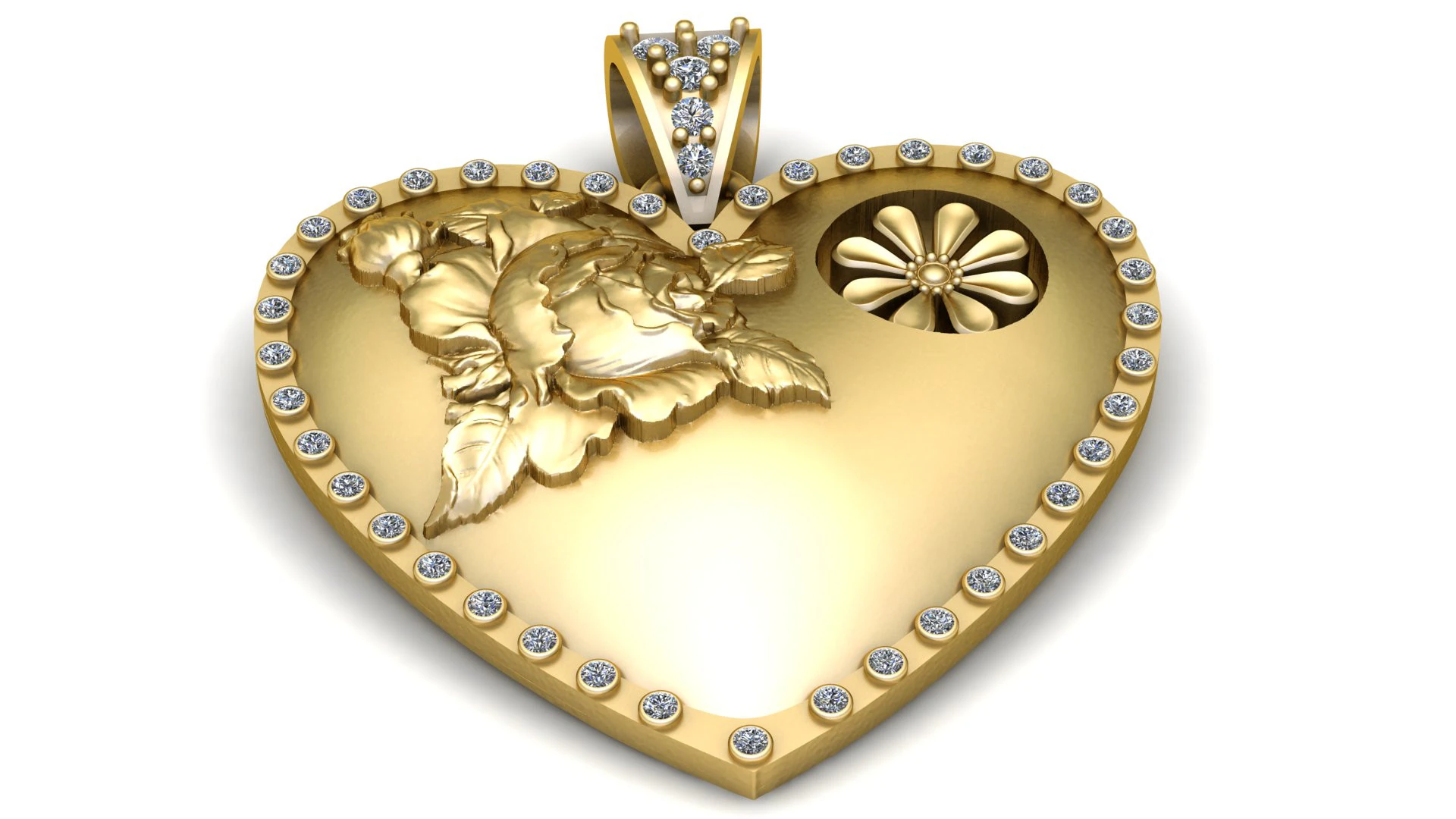 Floral Heart Pendant 3D Printable Model 3D Print Model .c4d .max .obj .3ds .fbx .stl .blend 
