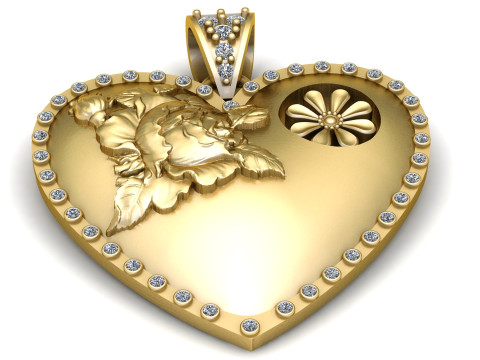 Floral Heart Pendant 3D Printable Model 3D Принт Модель