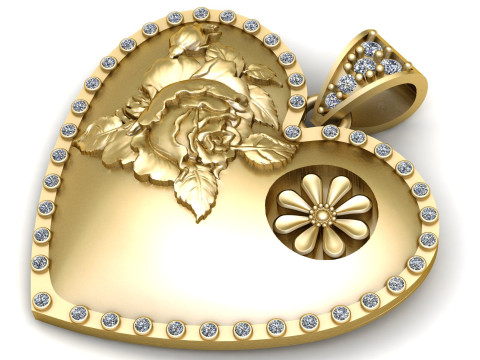 Floral Heart Pendant 3D Printable Model 3D Принт Модель