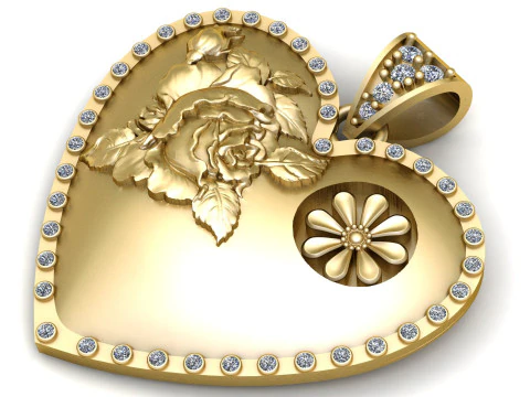 Floral Heart Pendant 3D Printable Model 3D Print Model