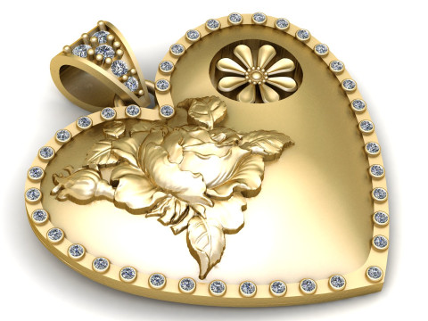 Floral Heart Pendant 3D Printable Model 3D Принт Модель