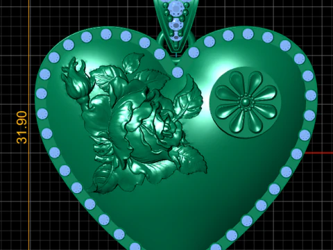 Floral Heart Pendant 3D Printable Model 3D Print Model