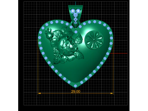 Floral Heart Pendant 3D Printable Model 3D Print Model