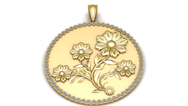 Daisy Flower Pendant 3D Printable Model 3D Print Model .c4d .max .obj .3ds .fbx .stl .blend 