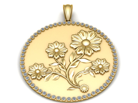 Daisy Flower Pendant 3D Printable Model 3D प्रिंट मॉडल