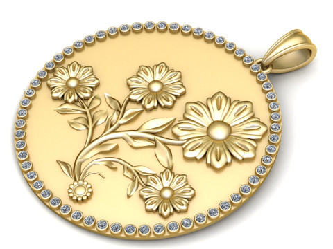 Daisy Flower Pendant 3D Printable Model 3D Print Model