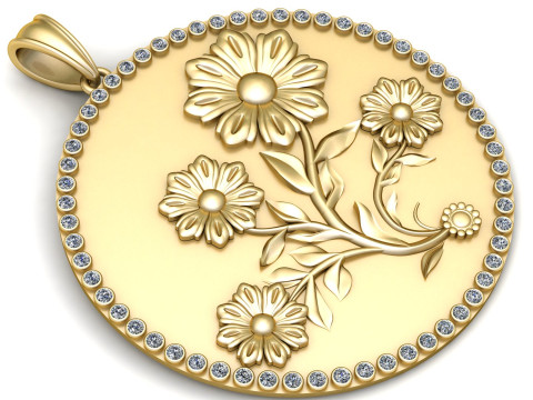 Daisy Flower Pendant 3D Printable Model 3D Print Model
