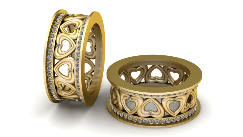 Heart Band Ring 3D Printable Model Model Cetak 3D .c4d .max .obj .3ds .fbx .stl .blend 