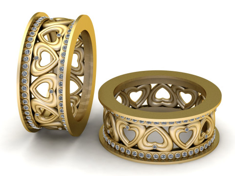 Heart Band Ring 3D Printable Model 3D Print Model
