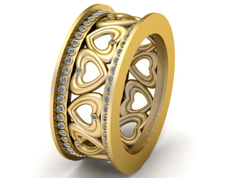Heart Band Ring 3D Printable Model Model Cetak 3D