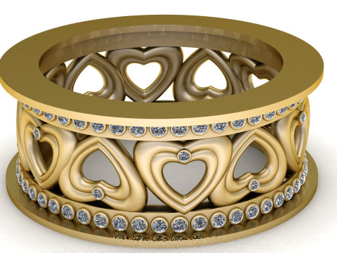 Heart Band Ring 3D Printable Model Model Cetak 3D