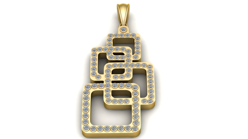 Geometric Square Pendant 3D Printable Model 3D Druckmodell .c4d .max .obj .3ds .fbx .stl .blend 