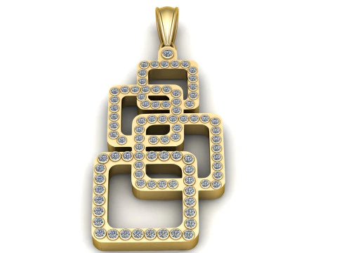Geometric Square Pendant 3D Printable Model 3D Print Model