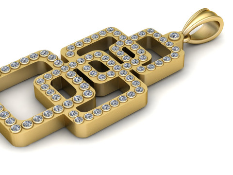 Geometric Square Pendant 3D Printable Model 3D Druckmodell