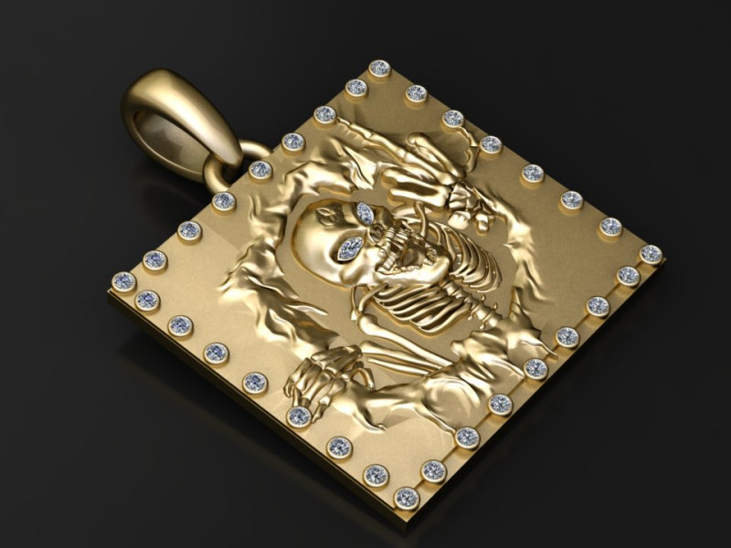 Skeleton Breakout Gold Pendant 3D Printable Model Modelo de impresión 3D .c4d .max .obj .3ds .fbx .stl .blend 