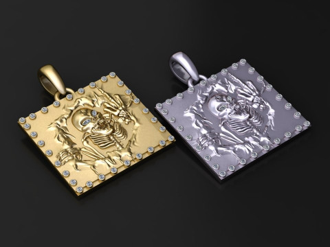 Skeleton Breakout Gold Pendant 3D Printable Model Modelo de impresión 3D
