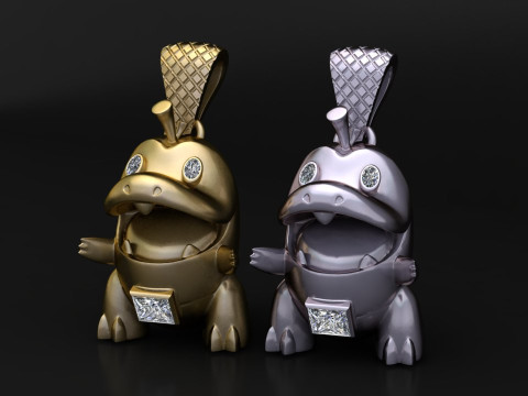 Cute Dino Character Pendant 3D Printable Model Modelo de impresión 3D