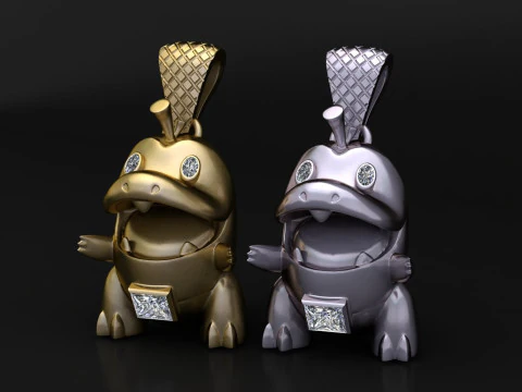 Cute Dino Character Pendant 3D Printable Model 3D Print Model