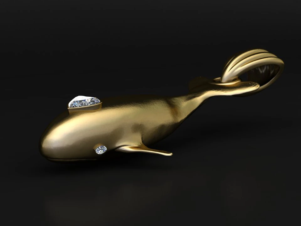 Diamond Whale Pendant 3D Printable Model 3D Print Model .c4d .max .obj .3ds .fbx .stl .blend 