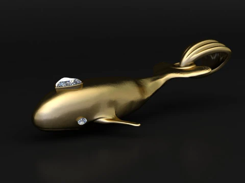 Diamond Whale Pendant 3D Printable Model 3D Print Model