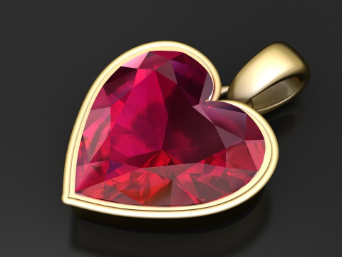 Heart Ruby Pendant 3D Printable Model 3D Baskı Modeli