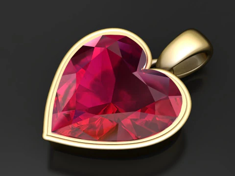 Heart Ruby Pendant 3D Printable Model 3D Print Model