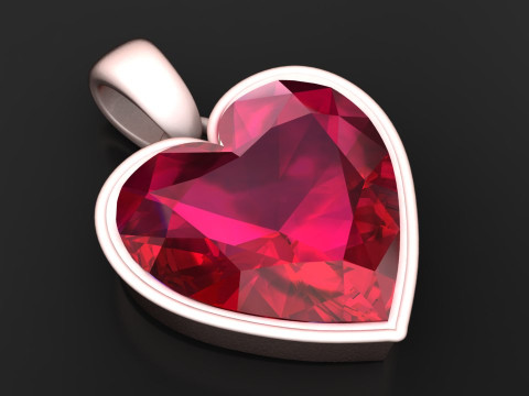 Heart Ruby Pendant 3D Printable Model 3D Baskı Modeli