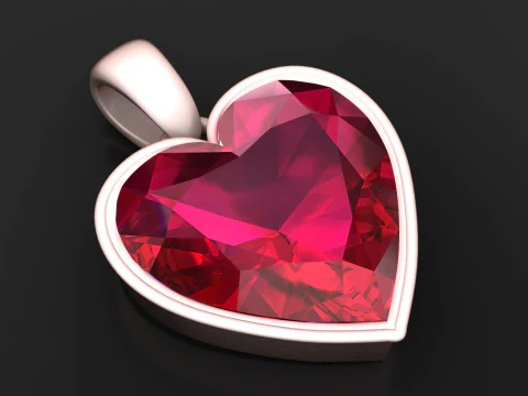 Heart Ruby Pendant 3D Printable Model 3D Print Model