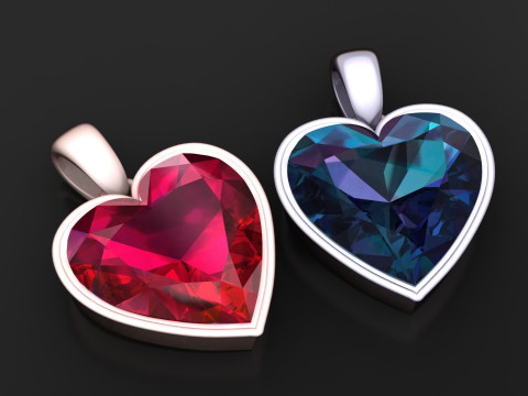 Heart Ruby Pendant 3D Printable Model 3D Baskı Modeli