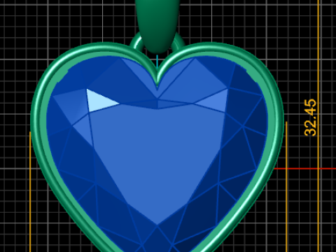 Heart Ruby Pendant 3D Printable Model 3D Baskı Modeli