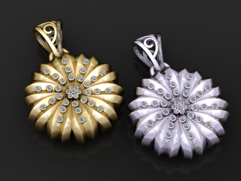 Spiral Bloom Pendant 3D Printable Model 3D 打印模型