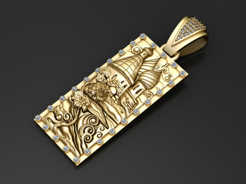 Castle Landscape Pendant 3D Printable Model 3D 프린트 모델