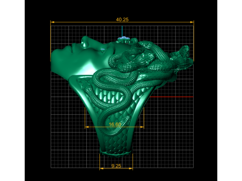Gorgon Medusa Ring with Flower and Ruby 3D Printable Jewelry Model 3D Print Model