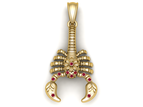 Scorpion Solitaire Gemstone Pendant 3D Printable Model 3D Baskı Modeli