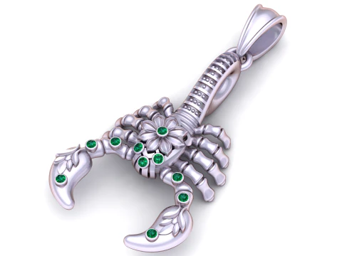 Scorpion Solitaire Gemstone Pendant 3D Printable Model 3D Print Model
