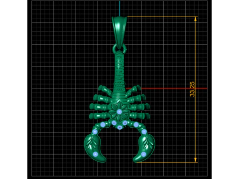 Scorpion Solitaire Gemstone Pendant 3D Printable Model 3D Print Model