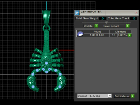 Scorpion Solitaire Gemstone Pendant 3D Printable Model 3D Print Model