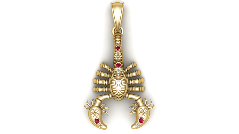 Scorpion Charm Pendant 3D Printable Model 3Dプリントモデル .c4d .max .obj .3ds .fbx .stl .blend