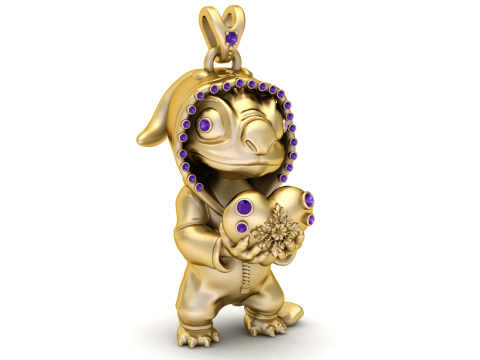 Lilo Stitch Pendant 3D Printable Model Model Cetak 3D