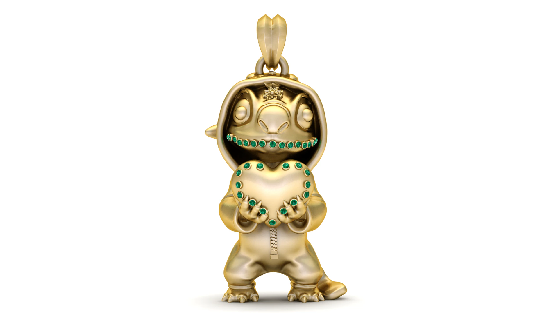 Stitchs Golden Heart Pendant 3D Printable Model 3D Print Model .c4d .max .obj .3ds .fbx .stl .blend