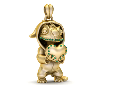 Stitchs Golden Heart Pendant 3D Printable Model 3D Print Model