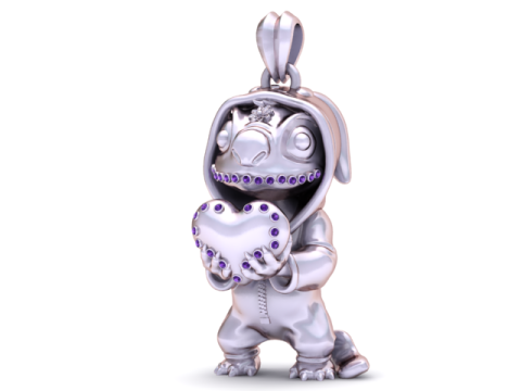 Wisiorek ze złotym sercem Stitchs Model do druku 3D Model do druku 3D