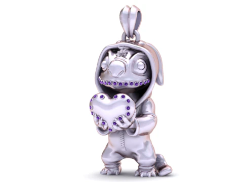 Stitchs Golden Heart Pendant 3D Printable Model 3D Print Model