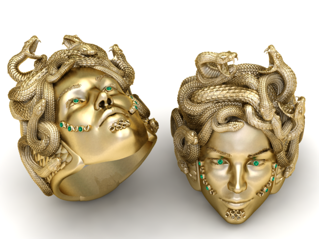 Medusa Intaglio Signet Ring 3D Printable Jewelry Model 3Dプリントモデル .c4d .max .obj .3ds .fbx .stl .blend