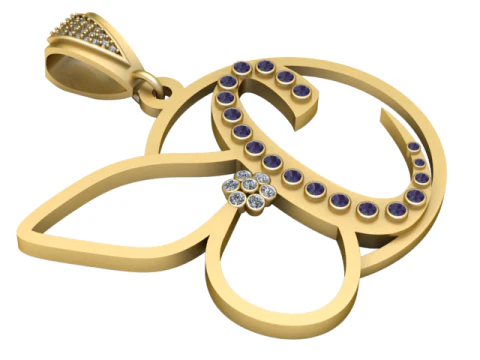 Подвеска с контуром золотого слона 3D модель для печати 3D Принт Модель