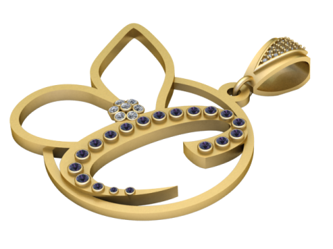 Golden Elephant Outline Pendant 3D Printable Model 3D प्रिंट मॉडल