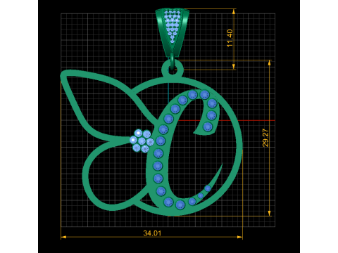 Golden Elephant Outline Pendant 3D Printable Model 3D प्रिंट मॉडल