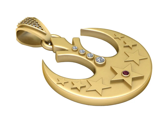 Crescent Pendant 3D Printable Model 3D Print Model .c4d .max .obj .3ds .fbx .stl .blend 