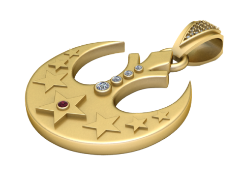 Crescent Pendant 3D Printable Model 3D Print Model