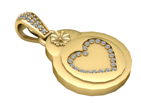 Heart and Flower Medallion Pendant 3D Printable Model 3D 프린트 모델